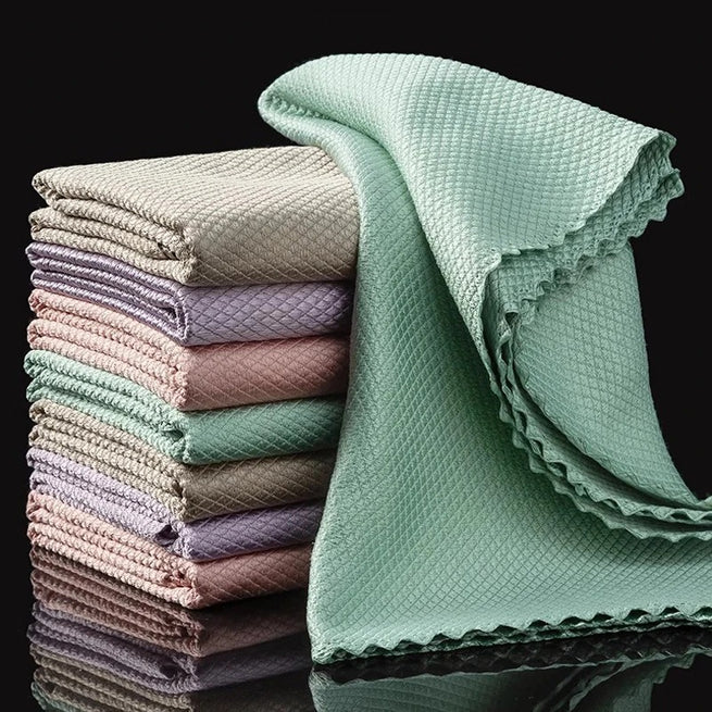 Lot de chiffons microfibre écailles de poisson pour vitres